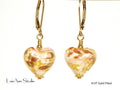 Pink Murano Heart Earrings: 14kt Gold Filled, Venetian Glass