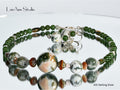 Handmade Green Gemstone Necklace and Earrings Set: Agate, Jade, Jasper