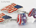 Patriotic Earrings, Sterling Silver, Red White and Blue, USA
