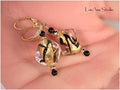 Murano Gold Foil Pebble Earrings: Lampwork Artisan Jewelry