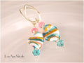 Murano Glass Earrings: Pink & Caribbean Blue, Sterling Silver, Artisan Lampwork