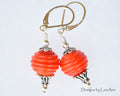 Lampwork Earrings, Orange, Handmade Beads, Sterling Silver Lever Back Ear Wires