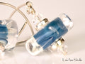 Lampwork Glass Earrings: Smoky Blue Artisan Beads, Handmade, Sterling Silver