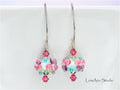 Pink Lampwork Beaded Earrings: Sterling Silver, Swarovski Crystals