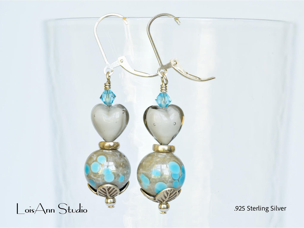Lampwork Murano Glass Earrings: Turquoise Sterling Silver Artisan Jewelry