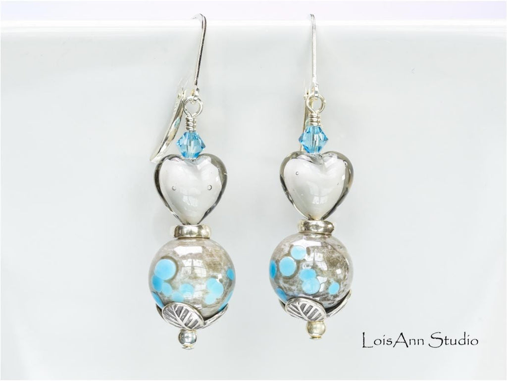 Lampwork Murano Glass Earrings: Turquoise Sterling Silver Artisan Jewelry