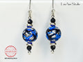 Murano Glass Earrings: Sterling Silver Foil, Blue Goldstone, Handmade