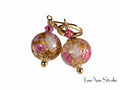 1-1/2 Inch Venetian Murano Pink Rose Earrings, 14K Gold Filled, Gift Worthy