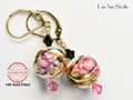 Pink Flowers Ivory Beaded Earrings, Murano Glass, Handmade, 14kt Gold Filled