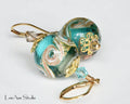 Murano Glass Lampwork Earrings: Sea Green & Smokey Gray, 14kt Gold Filled, Gift for Her