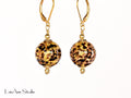 Chocolate Brown Gold Speckled Earrings, 24K Gold Foil, Venetian Murano, 14K Gold Filled Ear Wires, Gift for Her