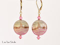 Murano Glass Earrings: Pink, Gold Foil, Aventurina, 14K Gold Filled