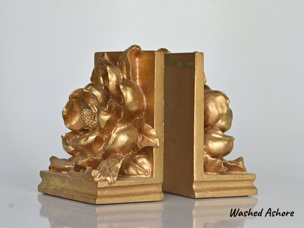Bookends, Magnolia flower vintage antique