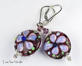 Purple Lampwork Earrings, Artisan Raised Flower Beads, Sterling Silver Earrings