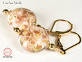 Murano Glass Pink Marble Earrings, Lampwork Beads, Venetian Murano, 14kt Gold Filled Ear Wires