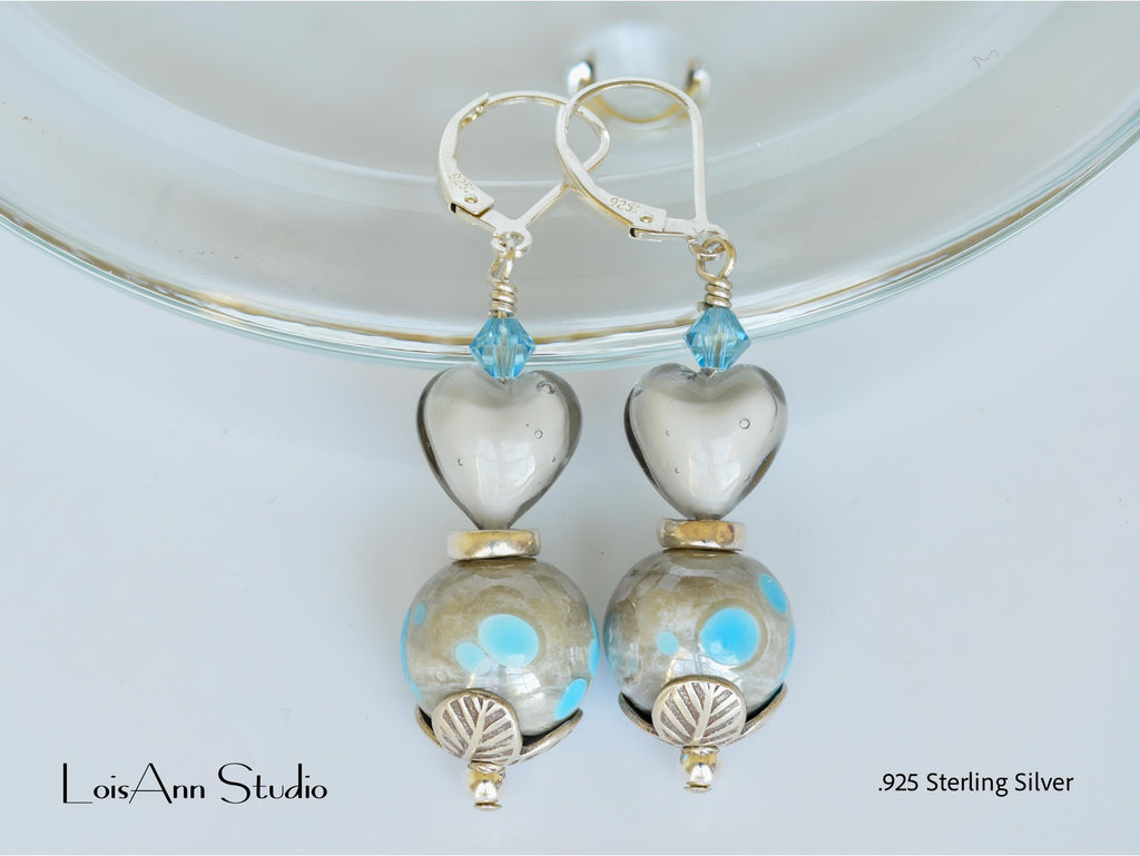 Lampwork Murano Glass Earrings: Turquoise Sterling Silver Artisan Jewelry