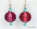 Pink & Aqua Murano Glass Earrings, Sterling Silver Lever Backs
