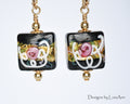 Petite Black Murano Glass Earrings: 14kt Gold Filled, Venetian Rose