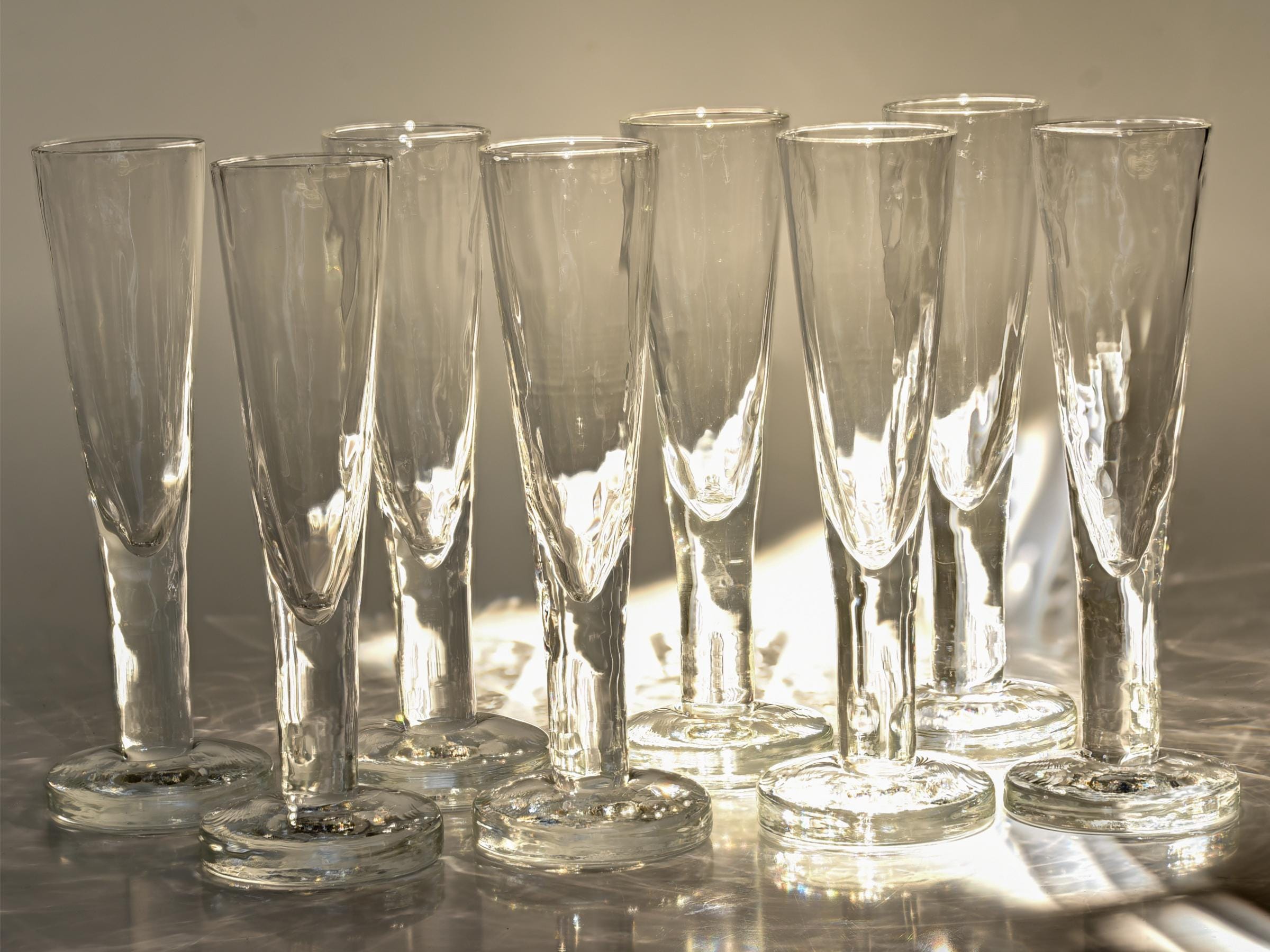 Vintage Swedish Pukeberg Rustica:  Dessert Wine Glasses, Set of 8, Six Inches Tall