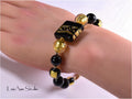 Murano Glass Bracelet, Black and Gold, 14kt Gold Filled, Adjustable