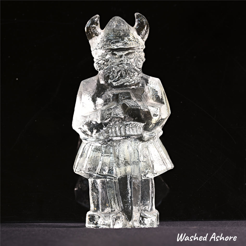 1960s Vintage Pukeberg Sweden Blown Glass Viking Figurine
