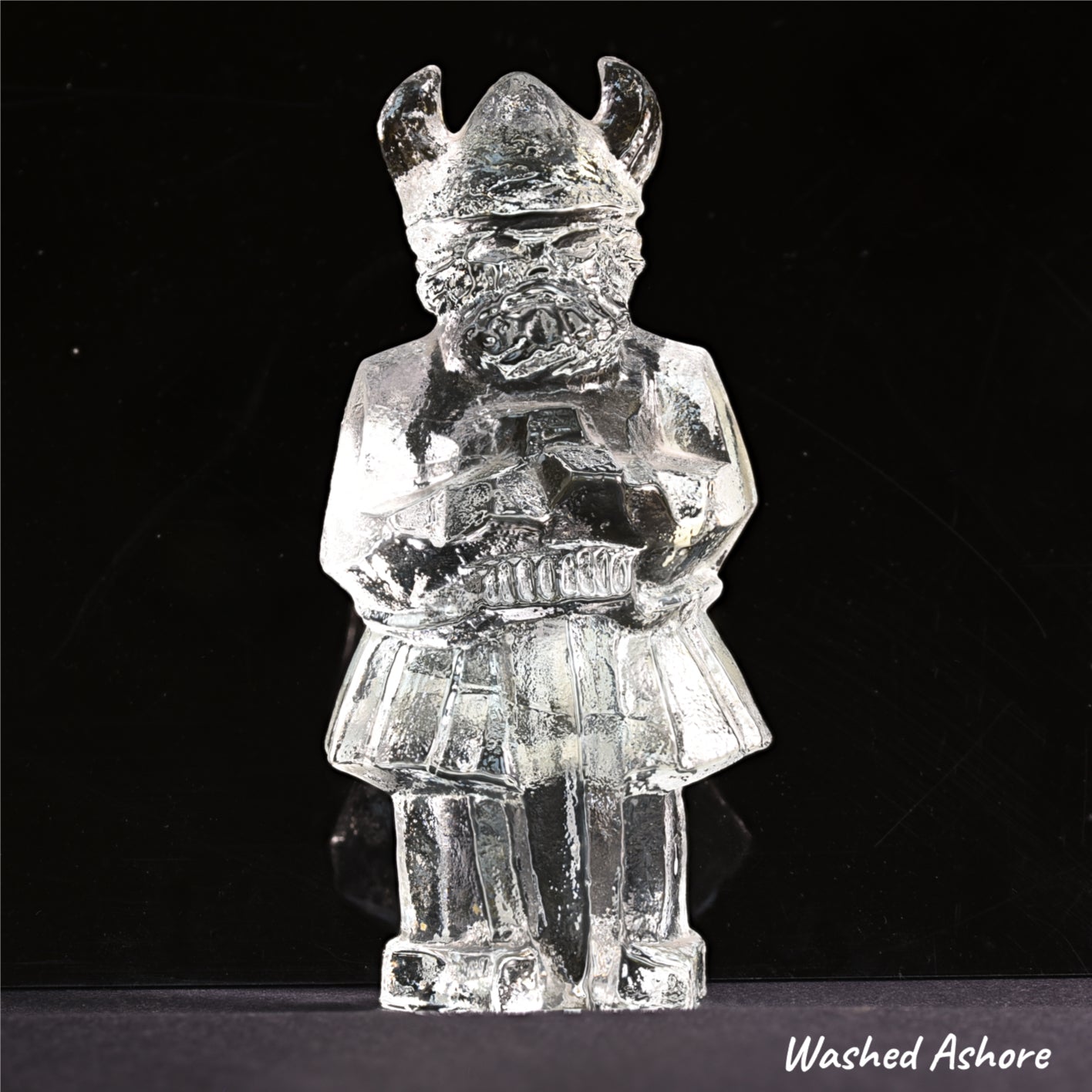 1960s Vintage Pukeberg Sweden Blown Glass Viking Figurine